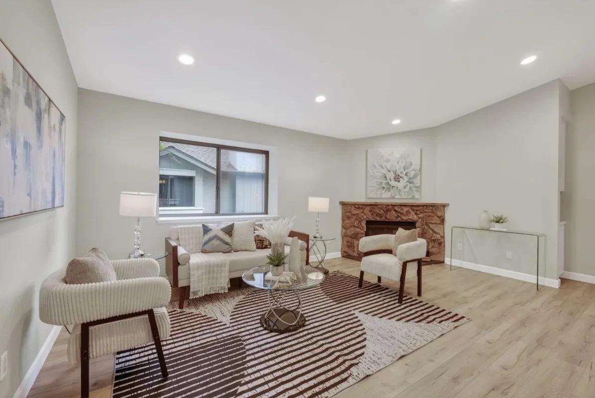 Living room with fireplace